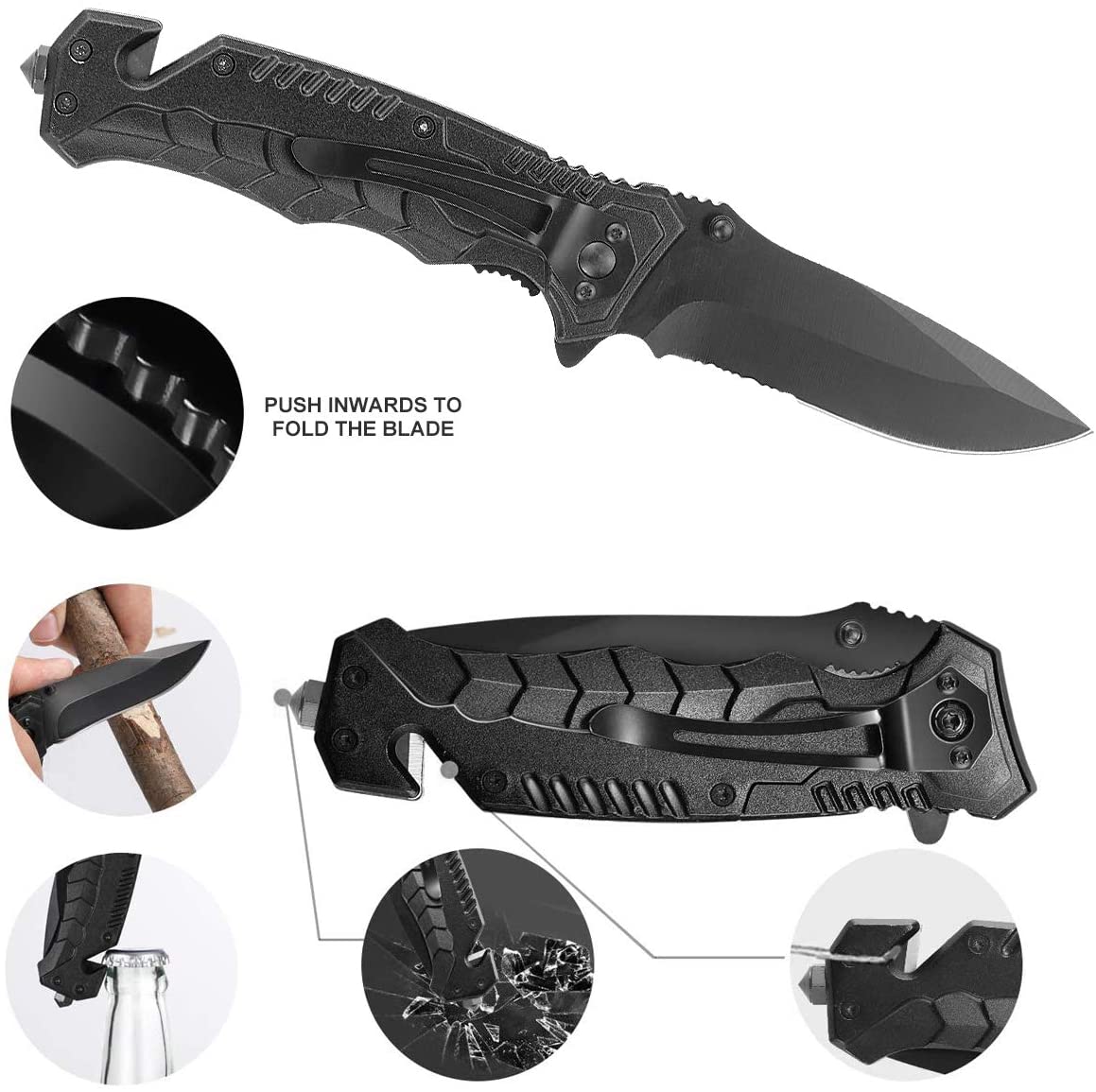 Overlevelsessæt komplet - overlevelsesværktøj til udendørs inklusive paracord, lampe, fløjte, brandstål