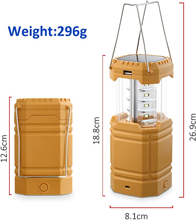 Solar Camping Håndsving Lantern, bærbar Ultra Bright LED lommelygte med batteri