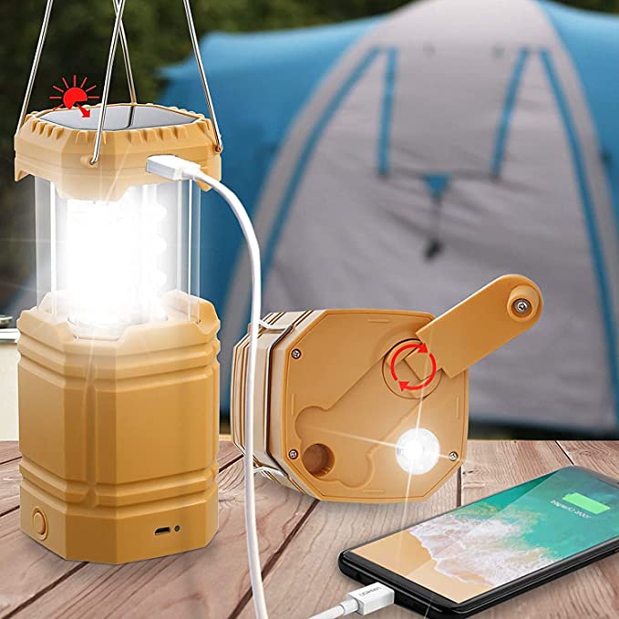 Solar Camping Håndsving Lantern, bærbar Ultra Bright LED lommelygte med batteri