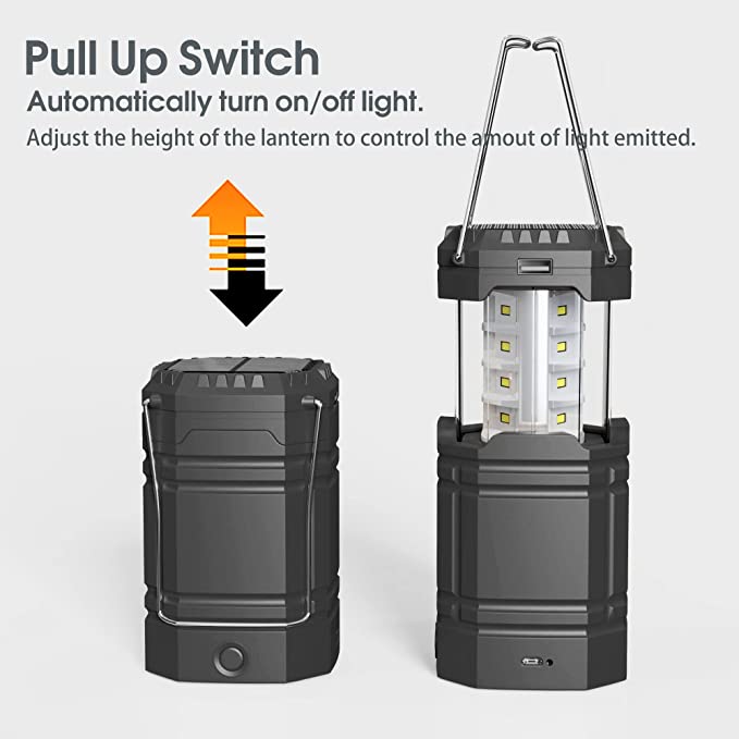 Solar Camping Håndsving Lantern, bærbar Ultra Bright LED lommelygte med batteri