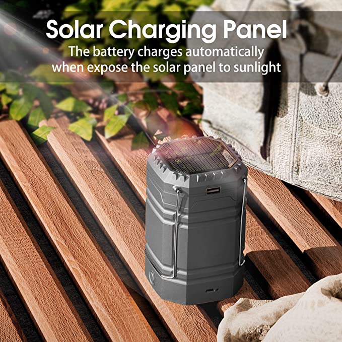 Solar Camping Håndsving Lantern, bærbar Ultra Bright LED lommelygte med batteri