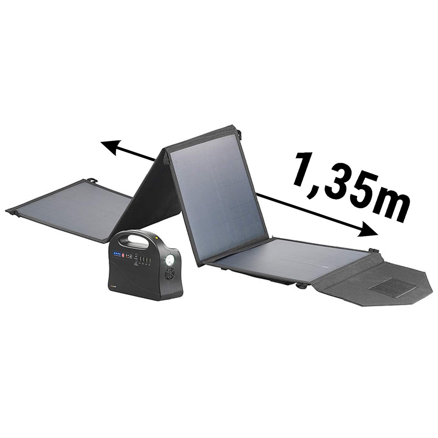 Premium nødgenerator strømbank med store solpaneler 30.000 mAh & 120 watt kraftværk med stikkontakt