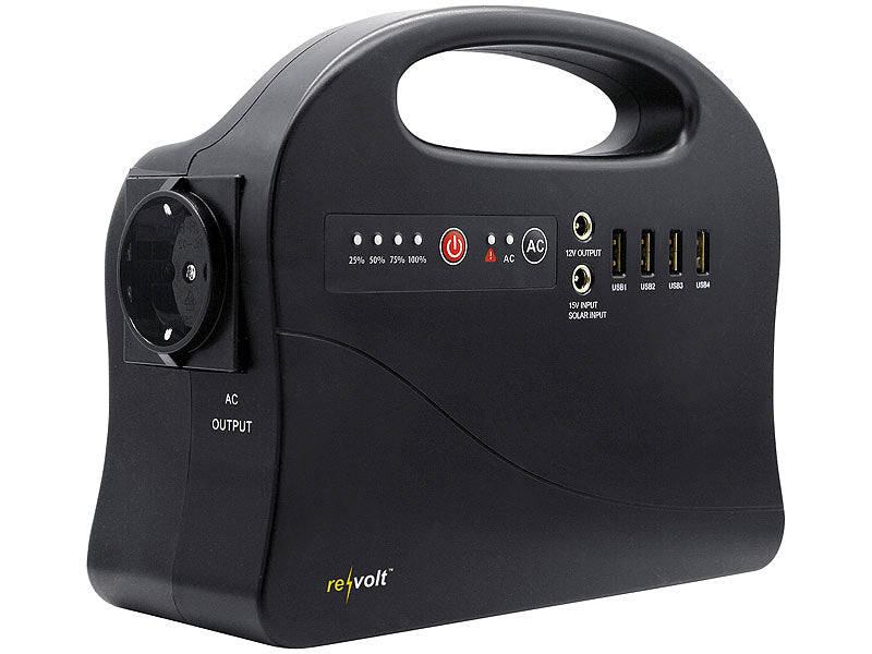 Premium nødgenerator strømbank med store solpaneler 30.000 mAh & 120 watt kraftværk med stikkontakt