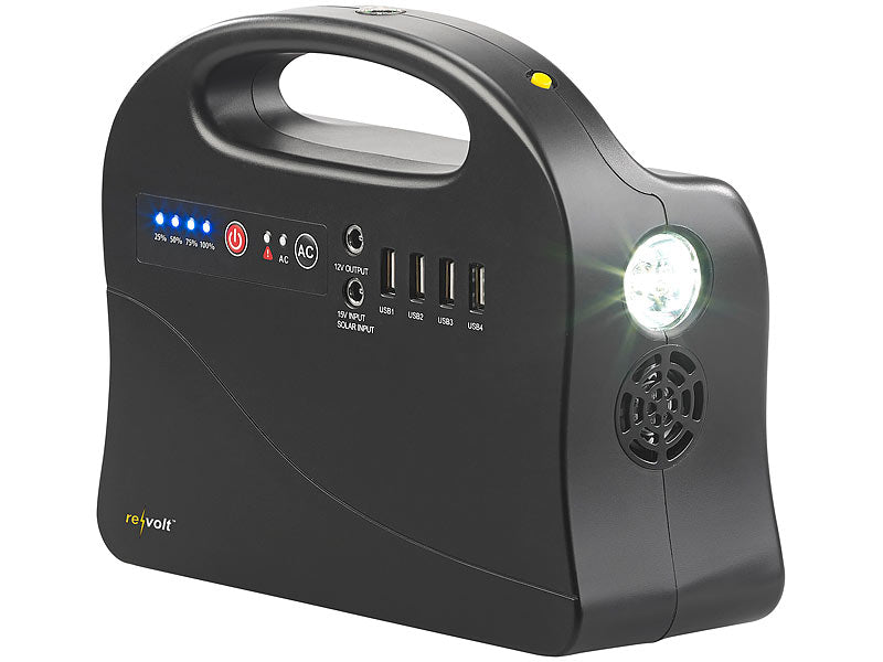 Premium nødgenerator strømbank med store solpaneler 30.000 mAh & 120 watt kraftværk med stikkontakt