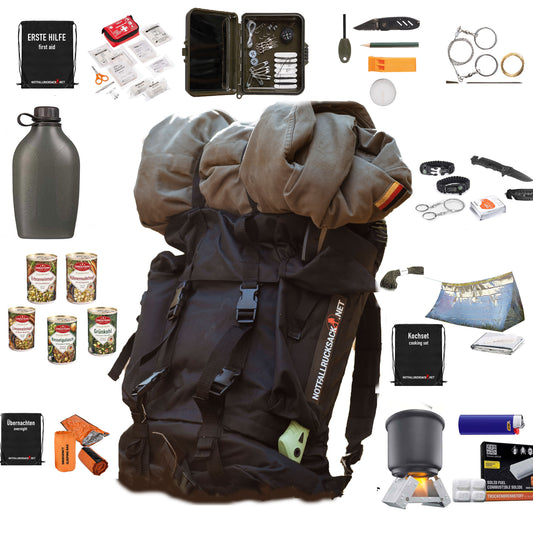 Escape rygsæk Basic fyldt - inklusive mad, sove, førstehjælp -