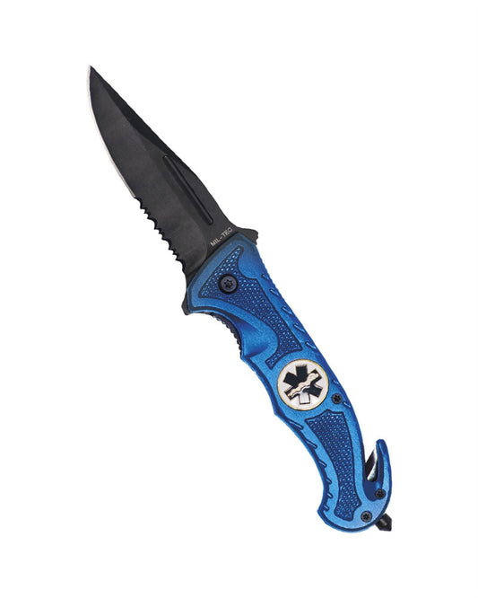 Redningskniv med båndskærer og glasknuser Autokniv Redningskniv Blå