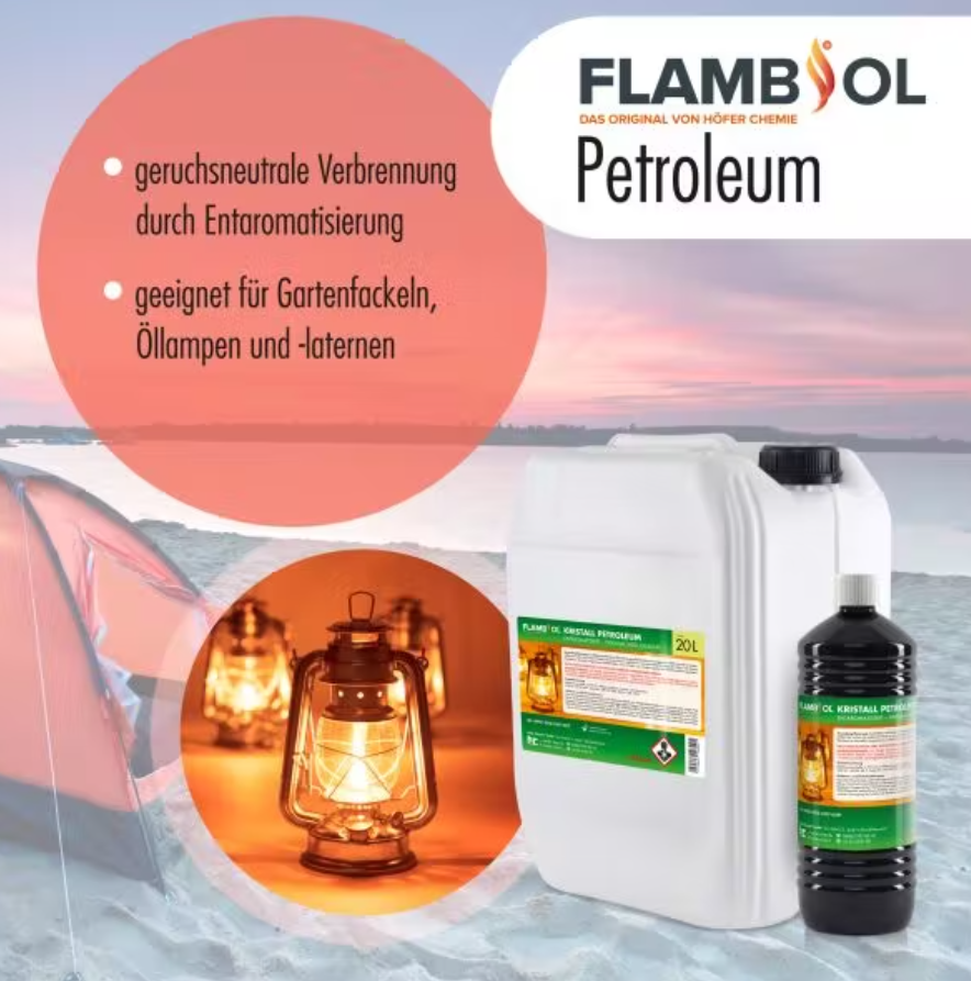Petroleumsolie - fyringsolie - 1 L - velegnet til petroleumsovne og stormlanterner