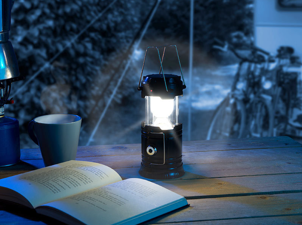 3 i 1 lys - nødlys - solcelle/LED lampe - 80 lumen - camping lanterne - nødstrømkilde - lampe med powerbank funktion - nødberedskab - nødoplader