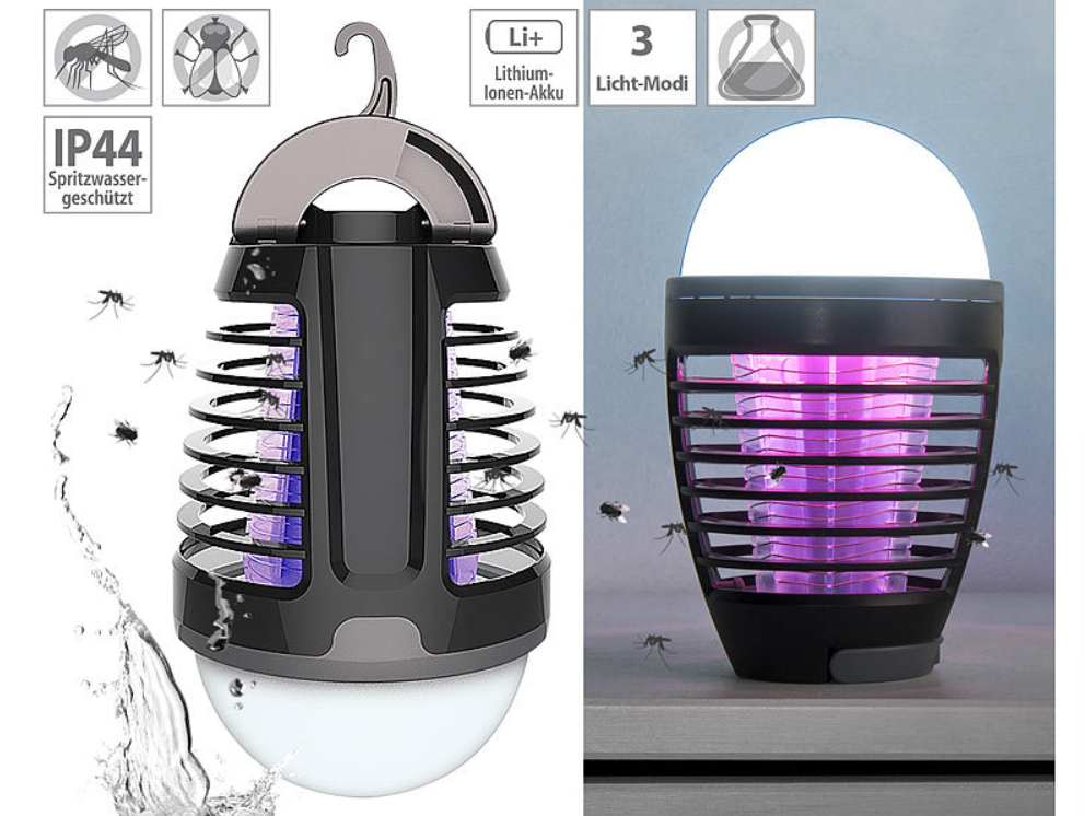 2 i 1: insektdræber og dæmpbar lanterne - insektbeskyttelse - lys/lampe/lanterne - batteri/USB-forbindelse - nødlys - insektlampe - campinglys - elektrisk - nødbeskyttelse