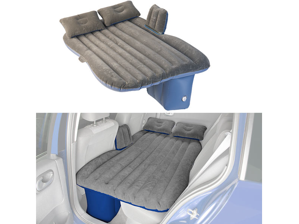 Bilbagsædemadras med pude og fodrumsstøtte/udendørssofa - oppustelig luftseng - nødmadras - nødsoveplads - soveplads - bilmadras -