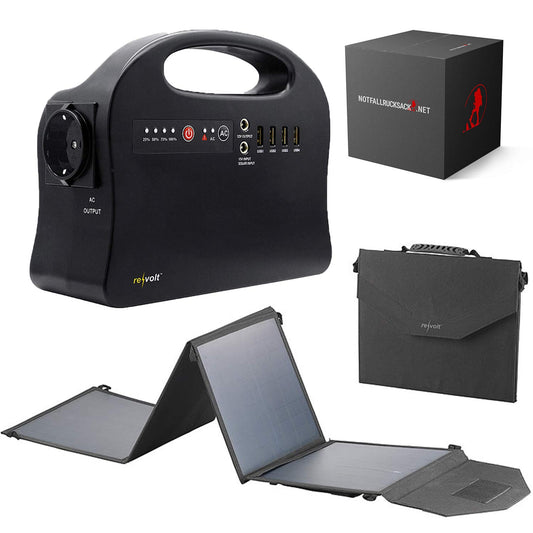 Premium nødgenerator strømbank med store solpaneler 30.000 mAh & 120 watt kraftværk med stikkontakt