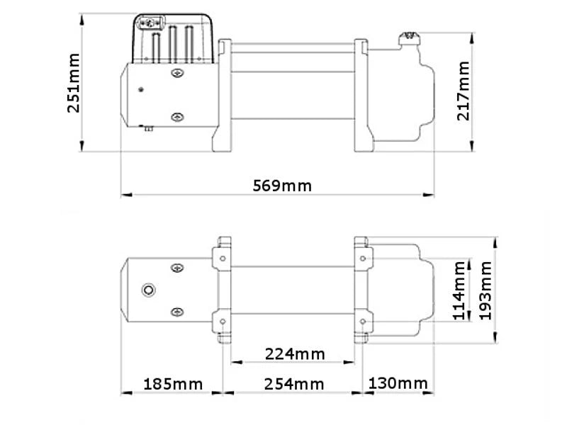 El-spil 7620kg 12V - model WF16 med stålkabel