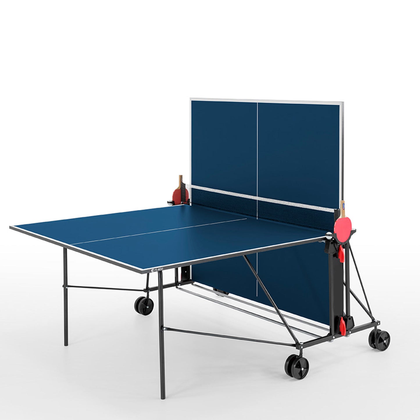 Premium bordtennisbordturnering størrelse blå med net, foldbar 214.3010/L