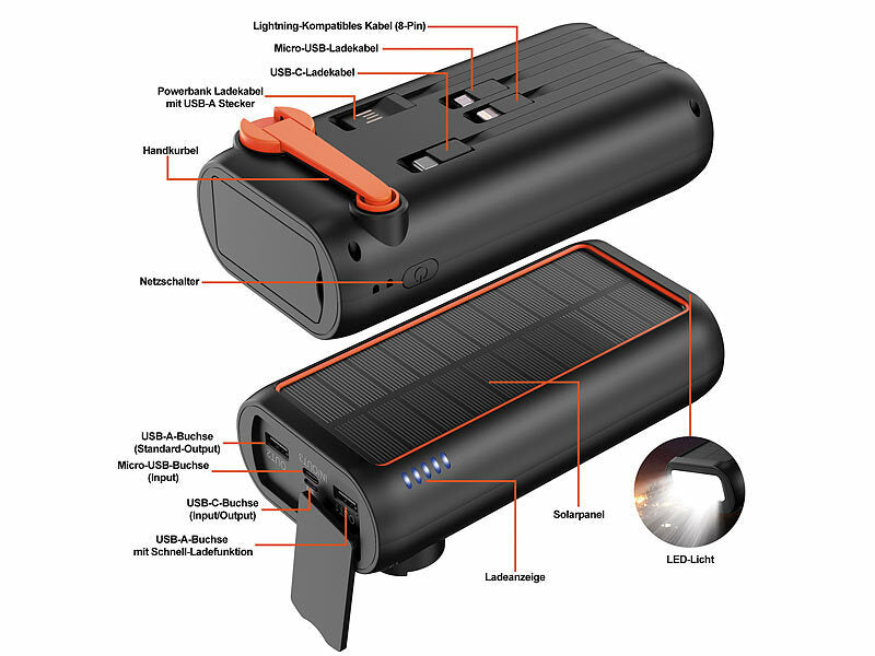 30000mAh solar krank powerbank med manuel strømgenerering til nødsituationer